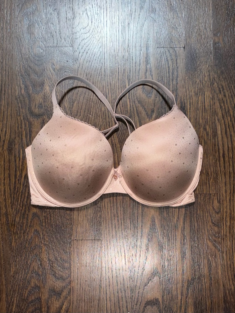 Victoria's Secret Underwire Padded T-Shirt Bra 34DDD Pink Heart Print
